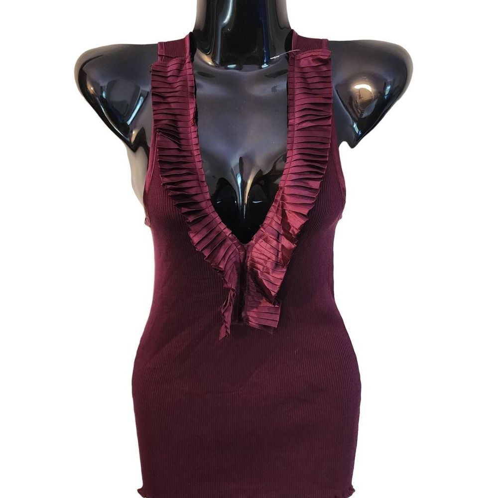 Saks Salomay Ruffle Silk Tank tops Size 3